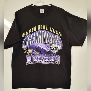 Vintage Baltimore Ravens Super Bowl XXXV 2001 Champions Delta T-Shirt, Large